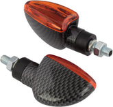 Bike It Short Stem Mini Spear Indicators With Carbon Look Body And Amber Lens